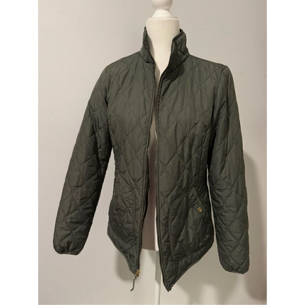 Eddie Bauer women’s Olive green mod quilted jacket S - Picture 2 of 9